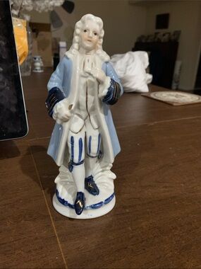 Stanley Porcelain Figurine in Light Blue, White, and Navy